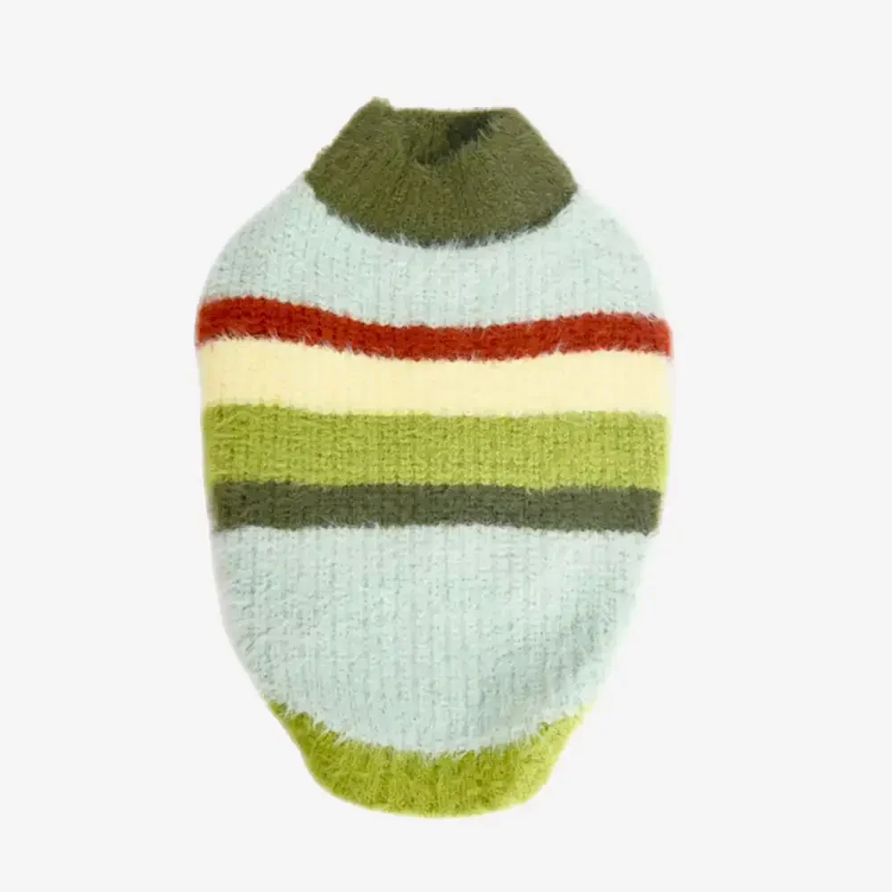 Pull pour chien en peluche tricoté avec col montant rayé élégant - Image 8