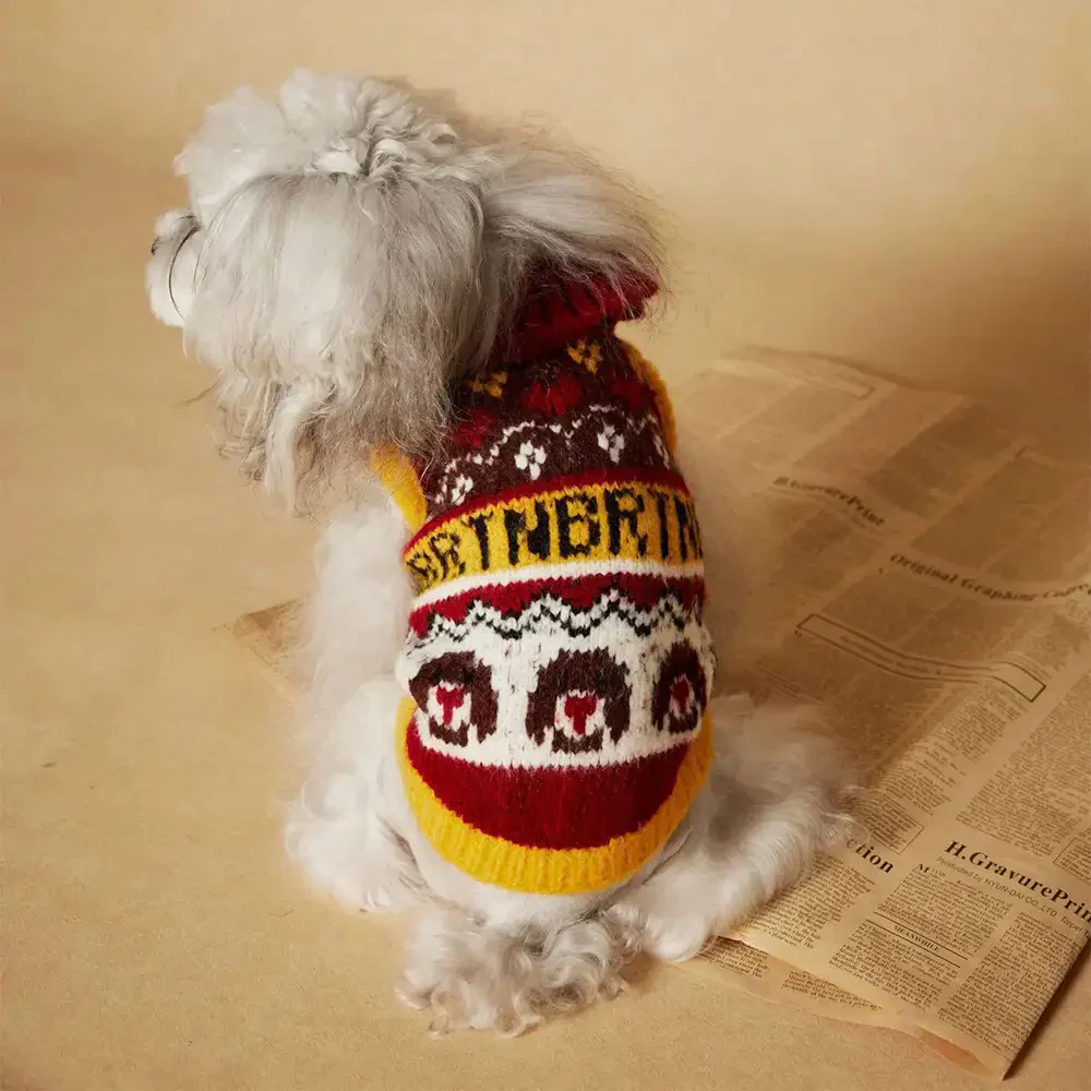 Pull pour chien sans manches en tricot Jacquard épais – Conçu pour les Teckels, Bouledogues français et Carlin. - Image 10