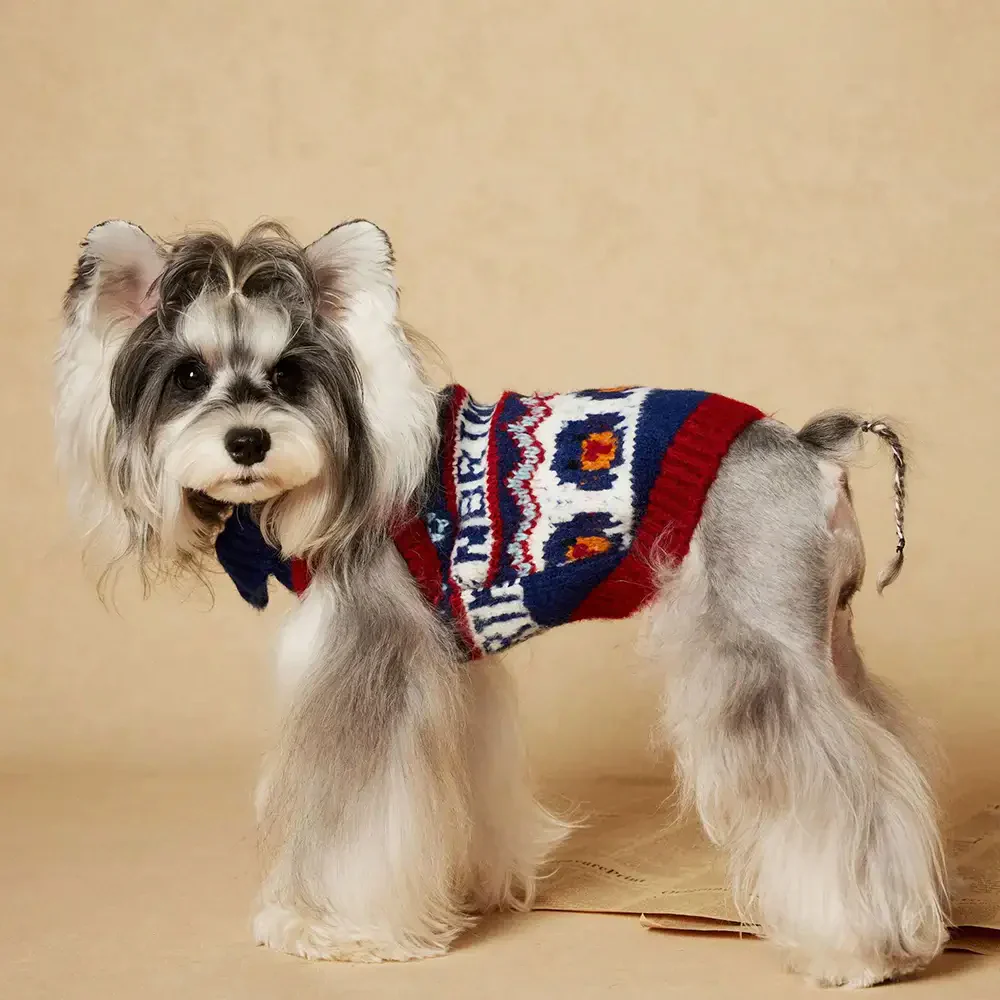 Pull pour chien sans manches en tricot Jacquard épais – Conçu pour les Teckels, Bouledogues français et Carlin. - Image 12
