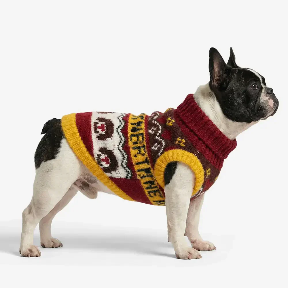 Pull pour chien sans manches en tricot Jacquard épais – Conçu pour les Teckels, Bouledogues français et Carlin. - Image 3
