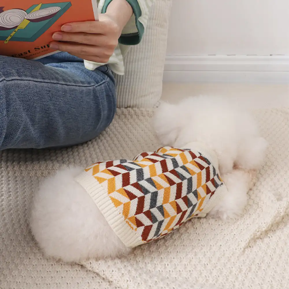 Pull pour chien teckel à rayures en diamant - Image 12