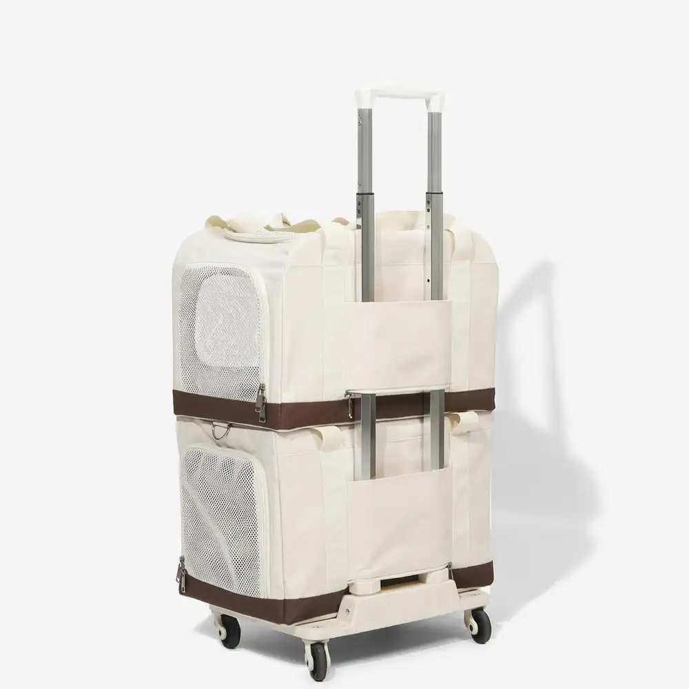 Sac à chat pliable à deux couches avec chariot détachable - Image 12