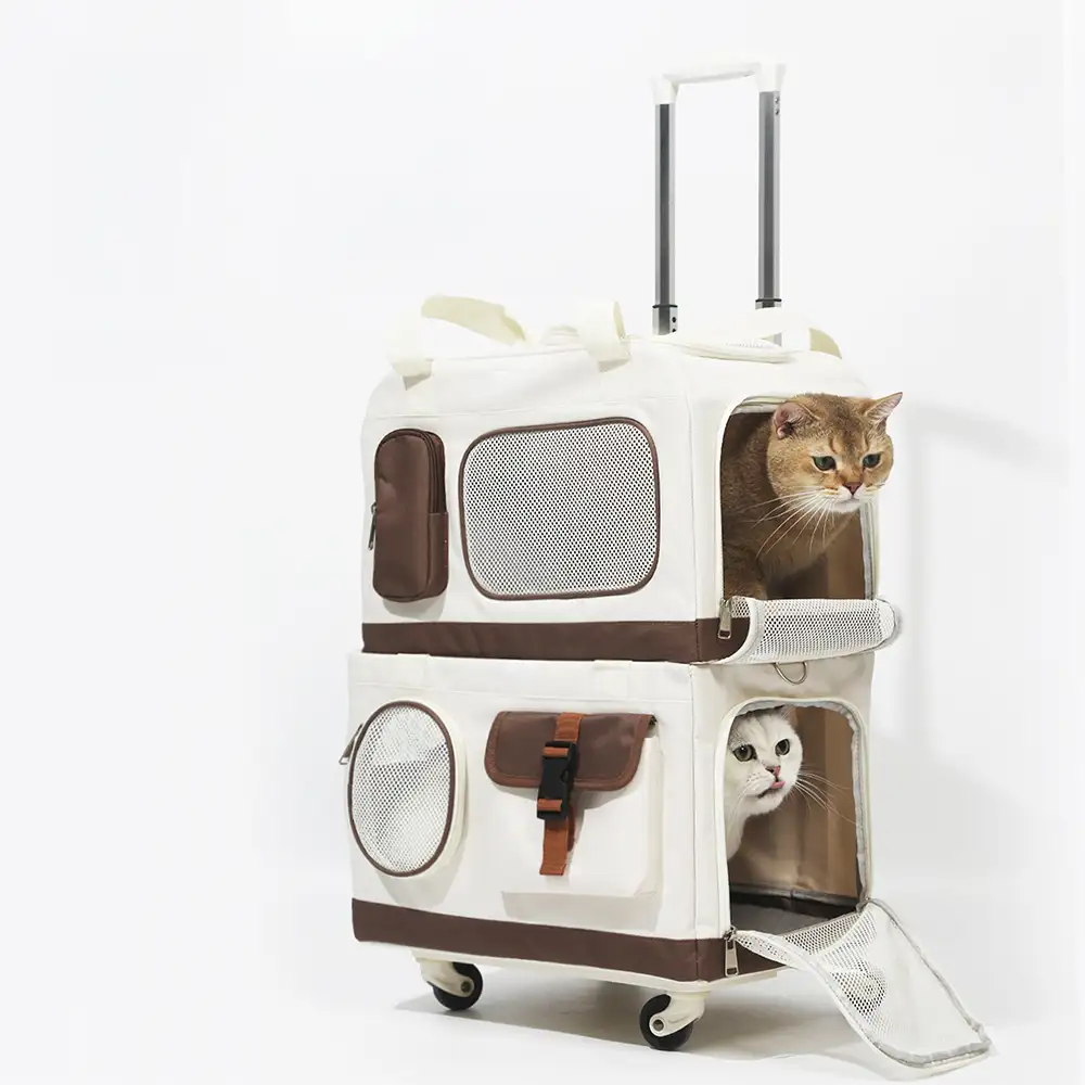 Sac à chat pliable à deux couches avec chariot détachable - Image 14