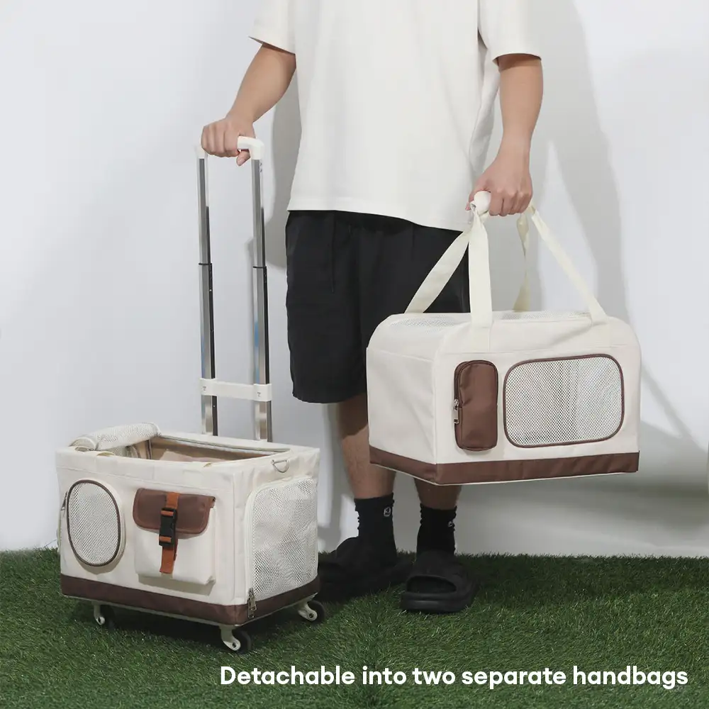 Sac à chat pliable à deux couches avec chariot détachable - Image 4