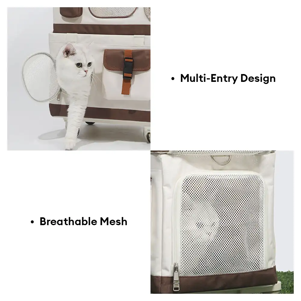 Sac à chat pliable à deux couches avec chariot détachable - Image 5