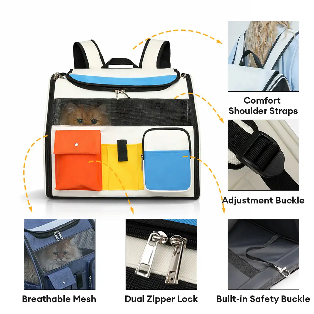 Sac à dos de transport portable à roulettes pour animaux de compagnie avec chariot détachable - Image 7