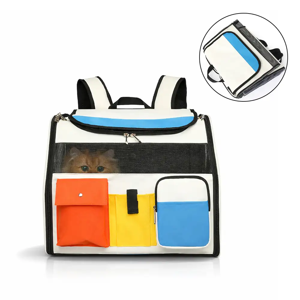 Sac à dos de transport portable à roulettes pour animaux de compagnie avec chariot détachable - Image 9