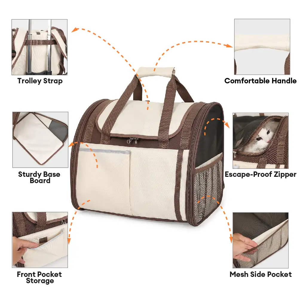Sac à dos pour animaux de compagnie pliable, respirant et de grande capacité pour le voyage, la sécurité et le vétérinaire. - Image 4