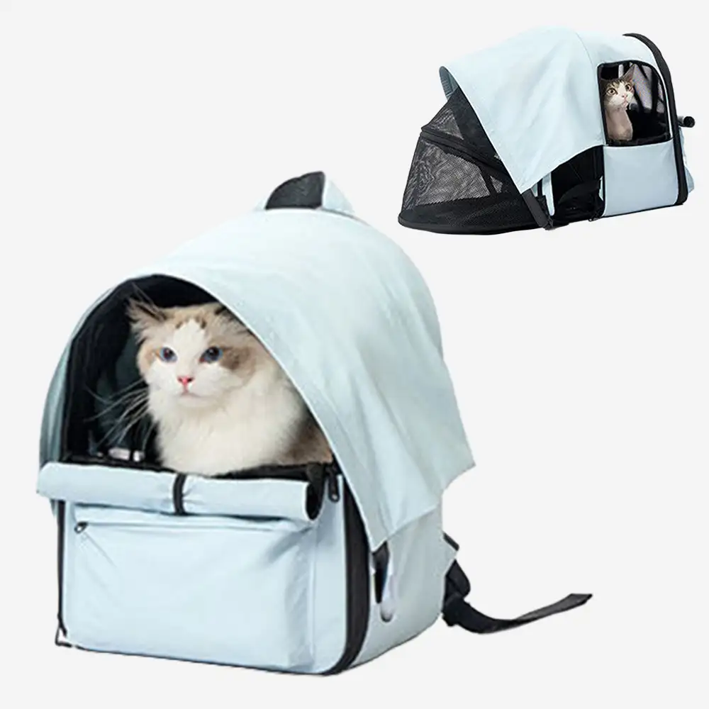 Sac à dos pour chat extensible et respirant pour les voyages en plein air avec auvent. - Image 16