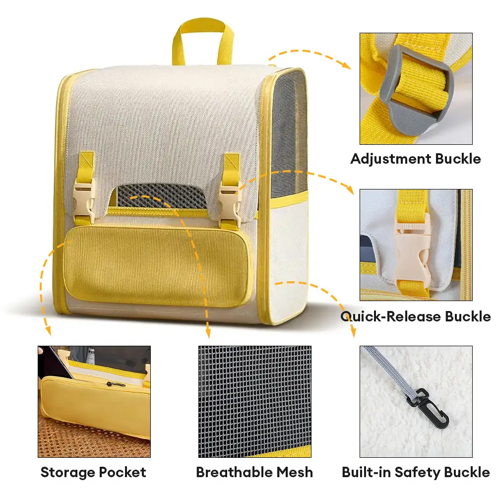Sac à dos transporteur pour chat spacieux et léger avec fenêtre transparente - Image 12