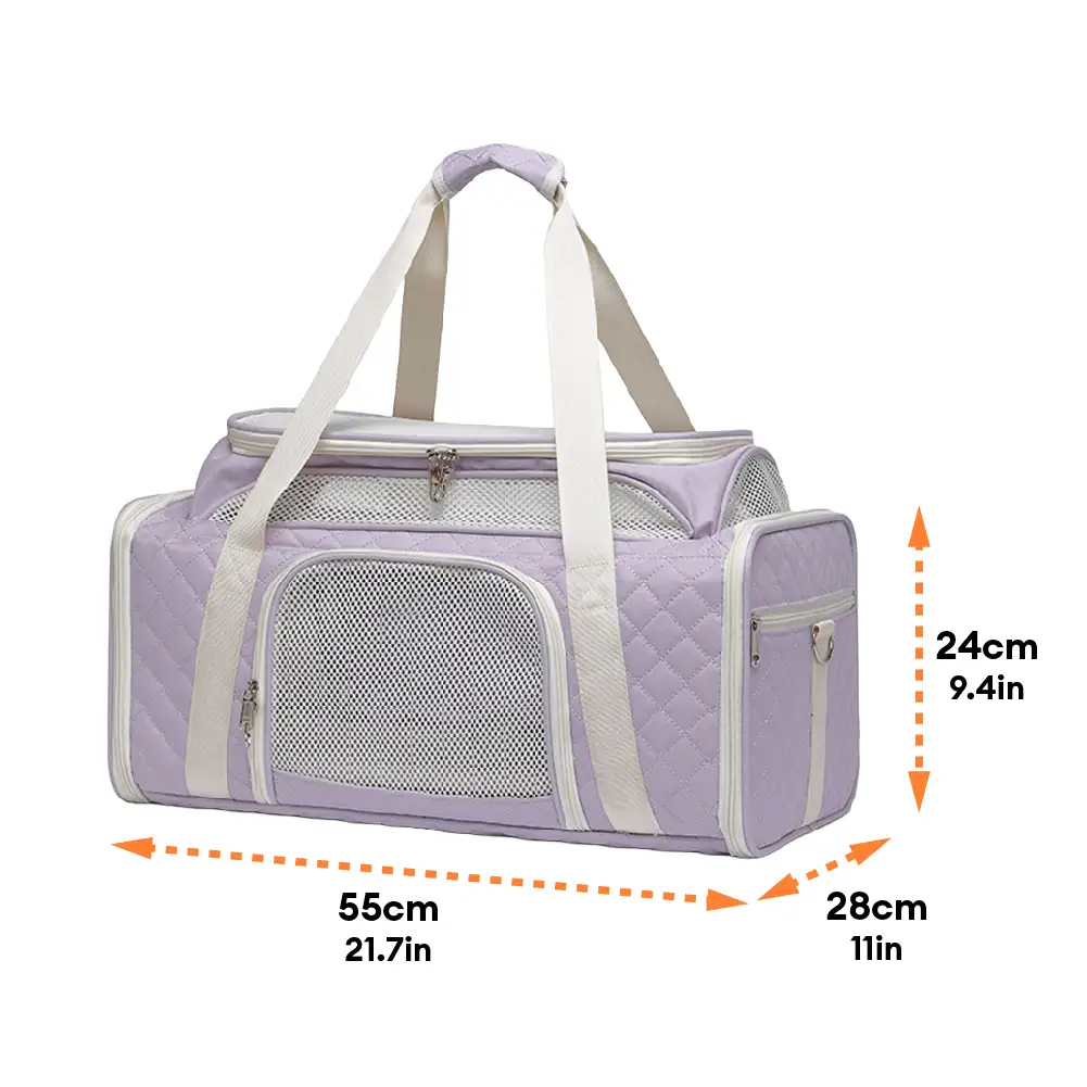 Sacs de transport pour chien et chat animaux de compagnie portable, grande capacité et extensible avec motif en diamant classique. - Image 11