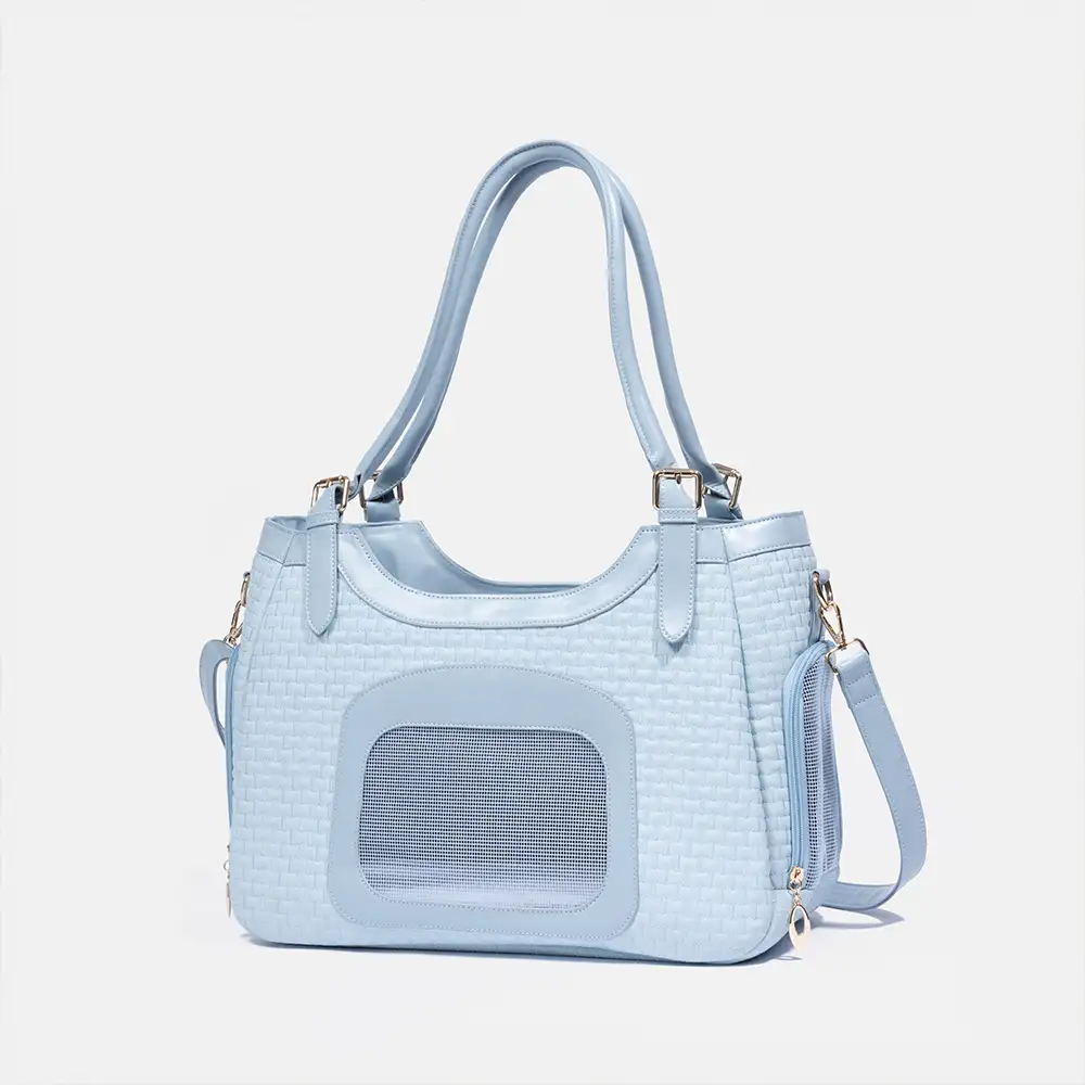 Sac de transport pour animaux en cuir synthétique respirant et portable, adapté pour les chiens et les chats, idéal pour les voyages et les vétérinaires. - Image 10