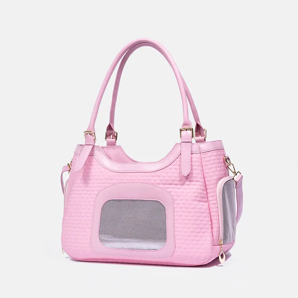 Sac de transport pour animaux en cuir synthétique respirant et portable, adapté pour les chiens et les chats, idéal pour les voyages et les vétérinaires. - Image 12