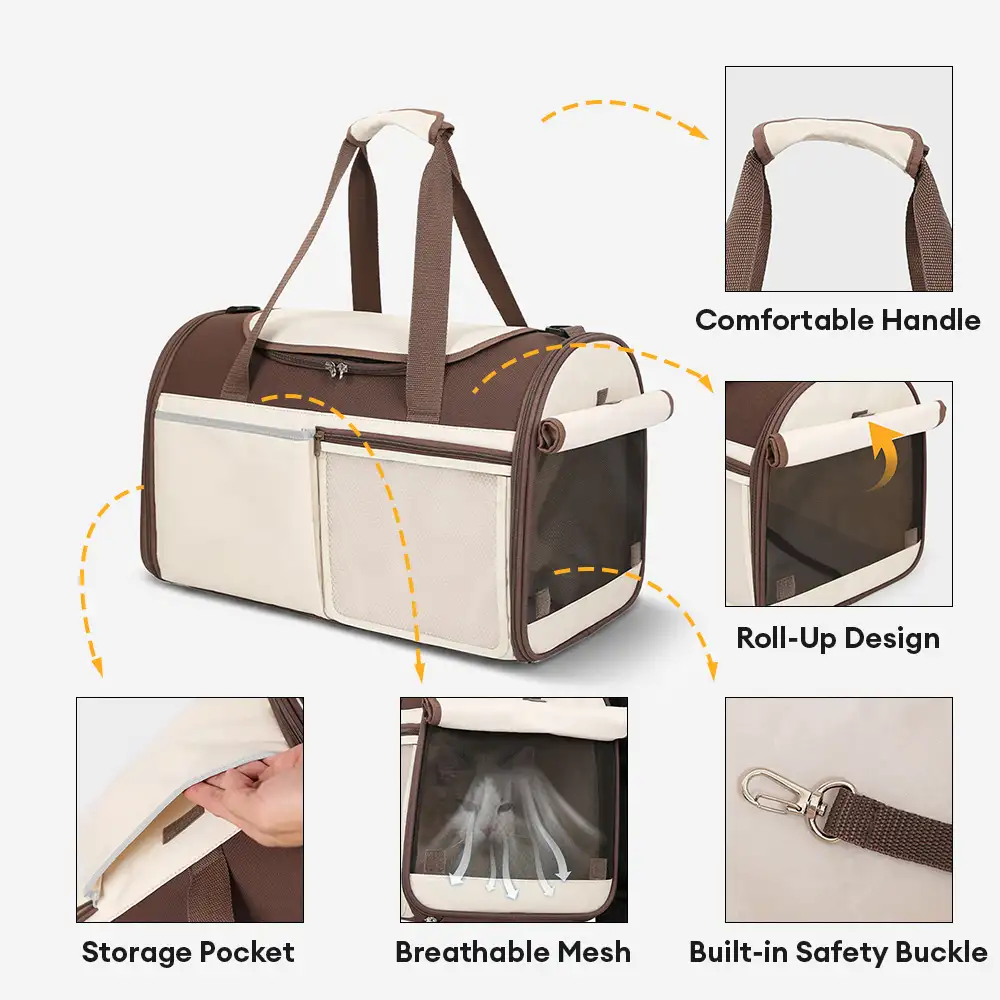 Sac de transport pour animaux, multifonction, à bandoulière, respirant, pour le voyage et le vétérinaire. - Image 4