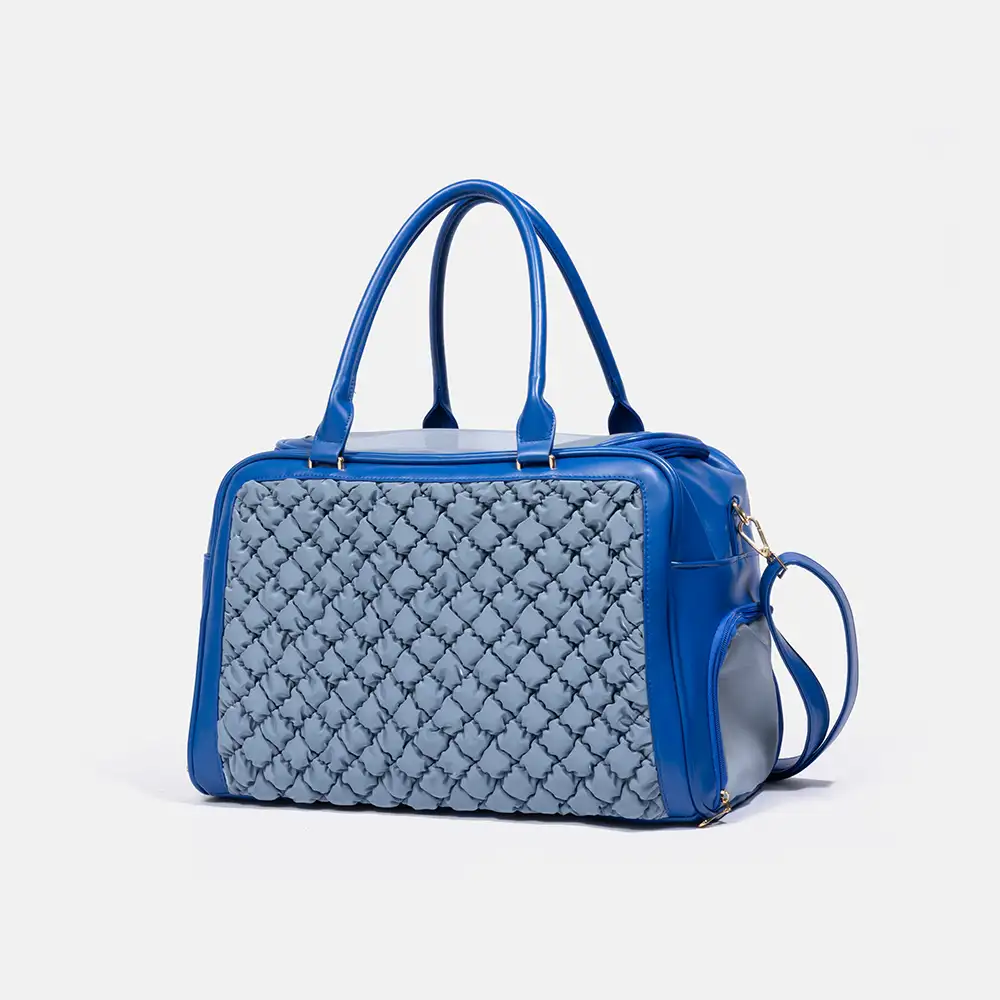 Sac de transport pour animaux stylé, matelassé, en patchwork, respirant et léger pour chien et chat. - Image 10
