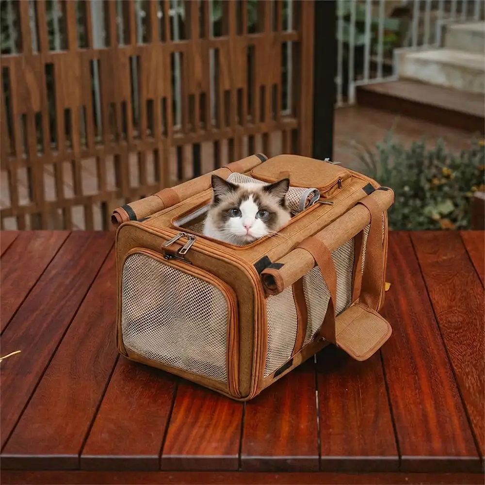 Sac de transport pour chat portable, respirant, à grande capacité, extensible et multifonctionnel Approuvé par les compagnies aériennes - Image 10