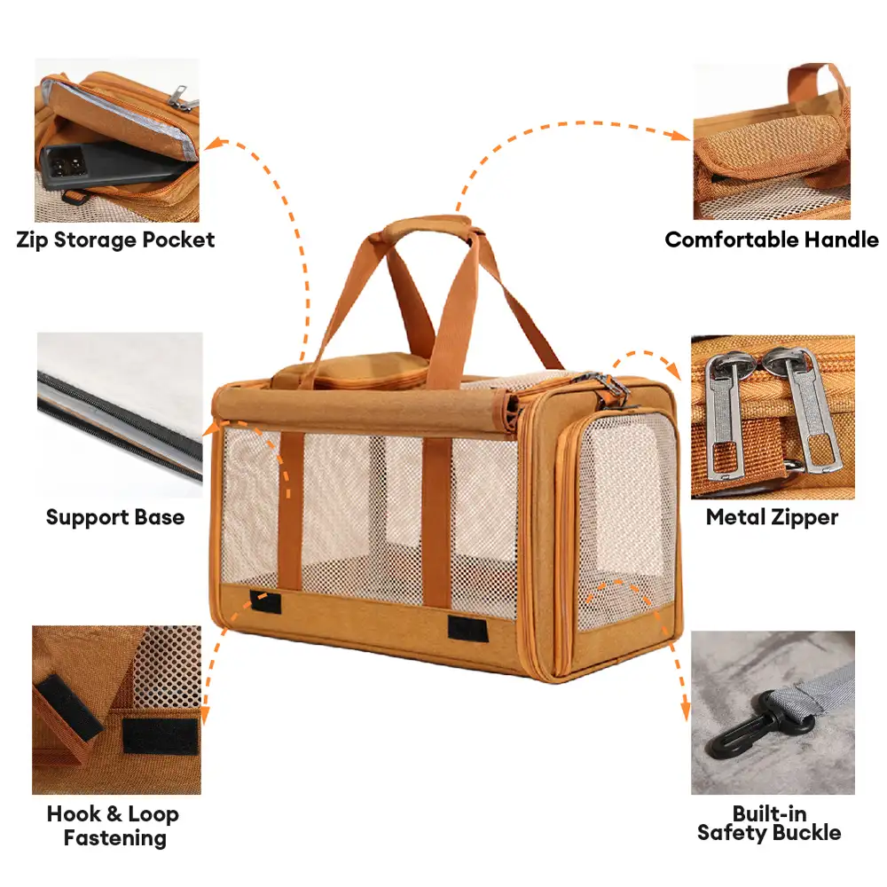 Sac de transport pour chat portable, respirant, à grande capacité, extensible et multifonctionnel Approuvé par les compagnies aériennes - Image 5