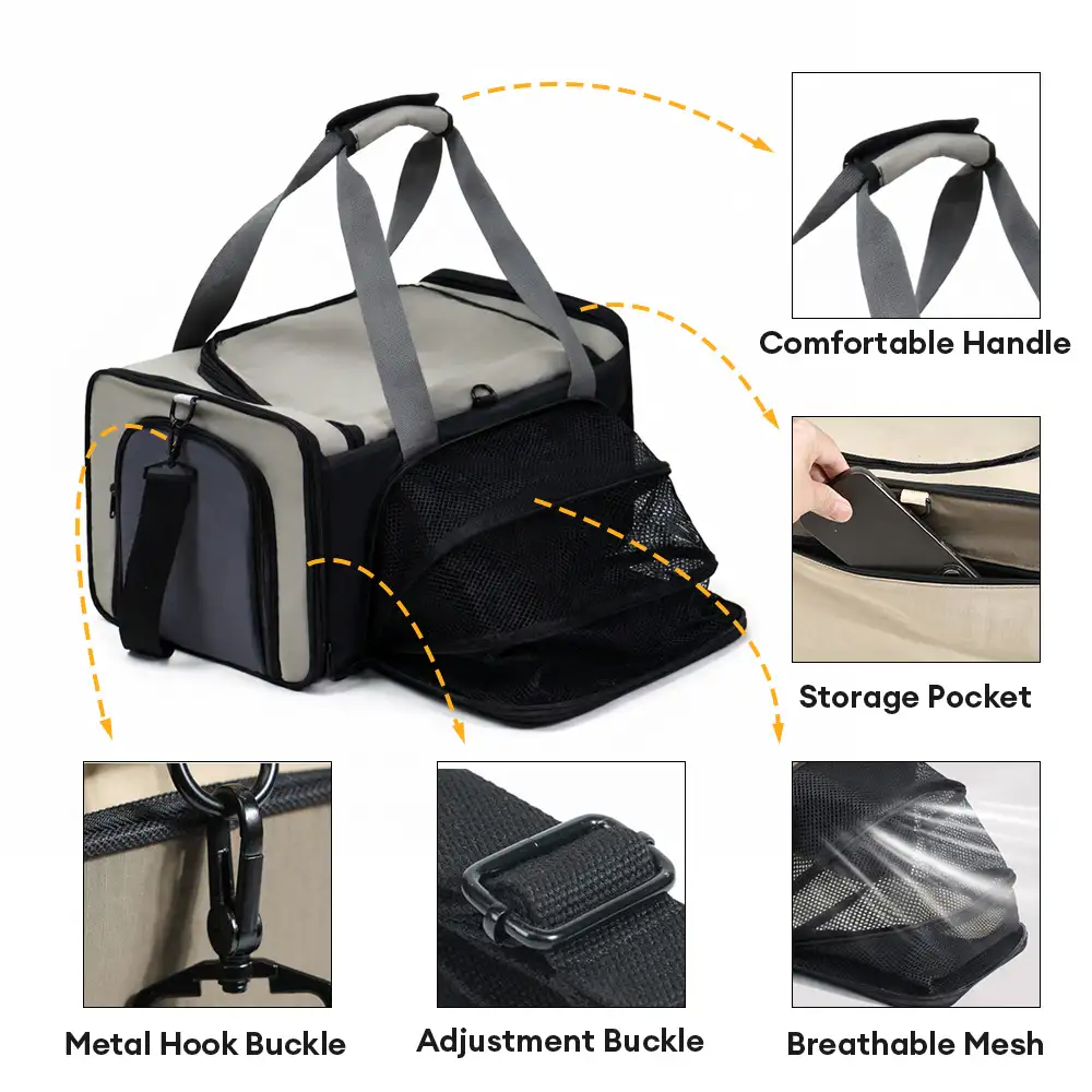 Sac de transport pour chat portable, respirant, de grande capacité et extensible Approuvé par les compagnies aériennes - Image 6
