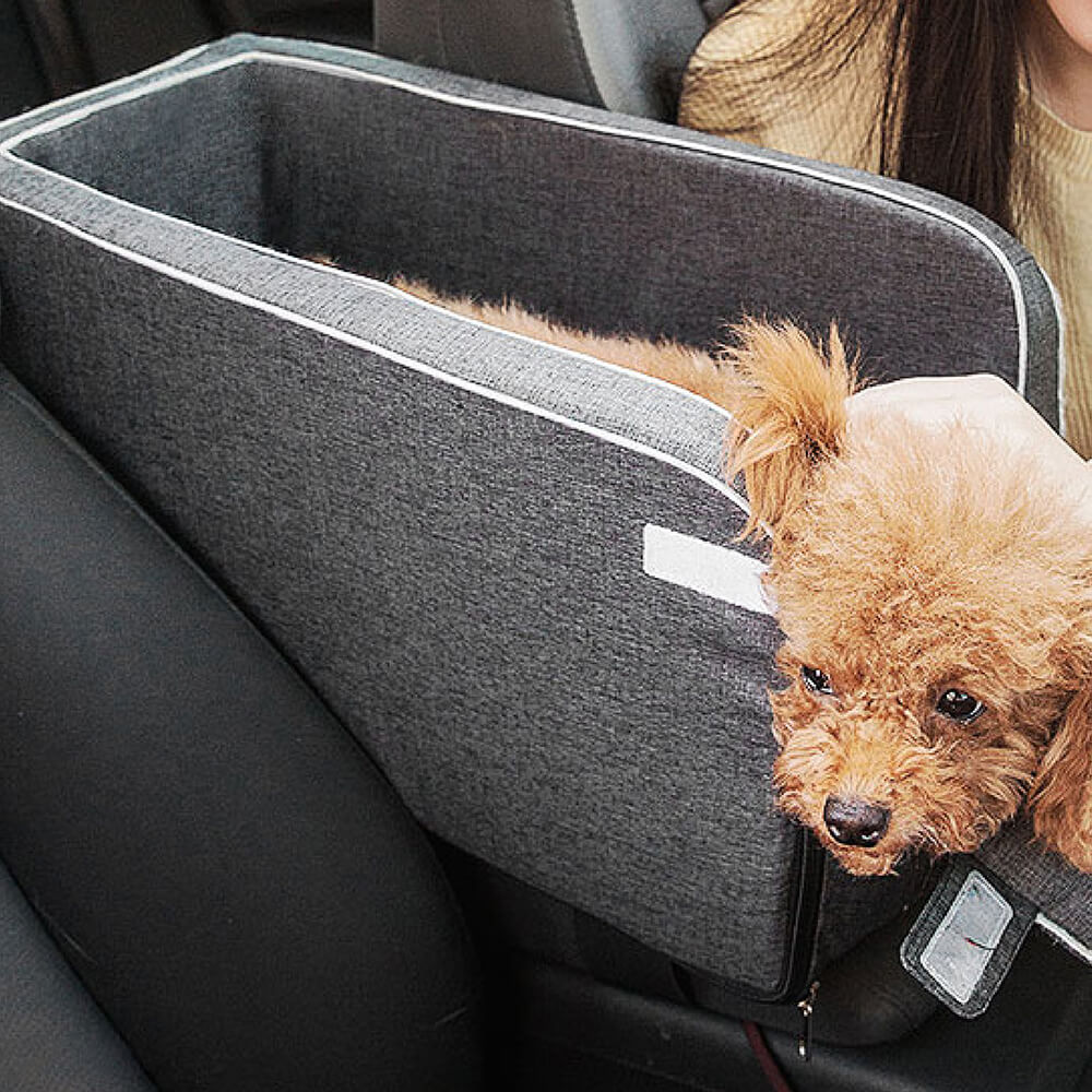 Siège auto pour animal de compagnie style console en suédine - Image 8