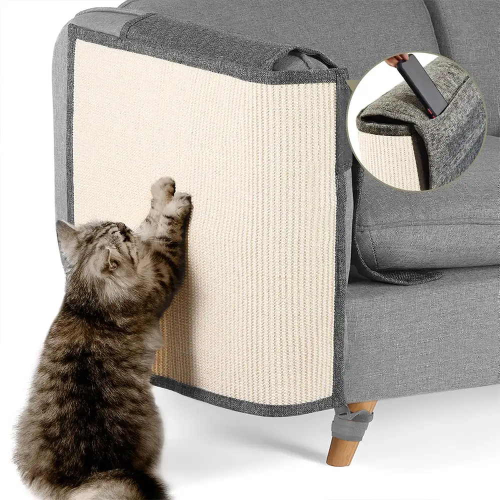 Tapis grattant pour chats entièrement recouvert en faux sisal, protection des accoudoirs de canapé pour chats. - Image 3