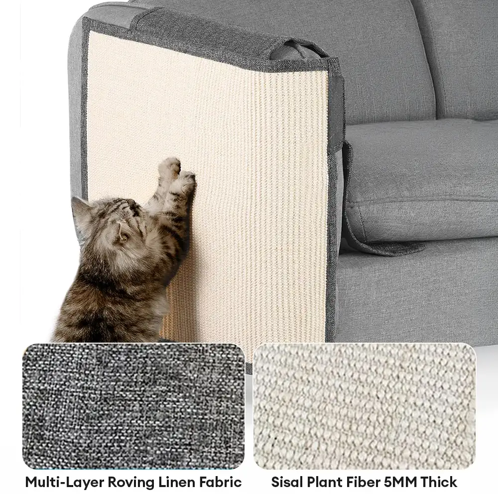 Tapis grattant pour chats entièrement recouvert en faux sisal, protection des accoudoirs de canapé pour chats. - Image 4