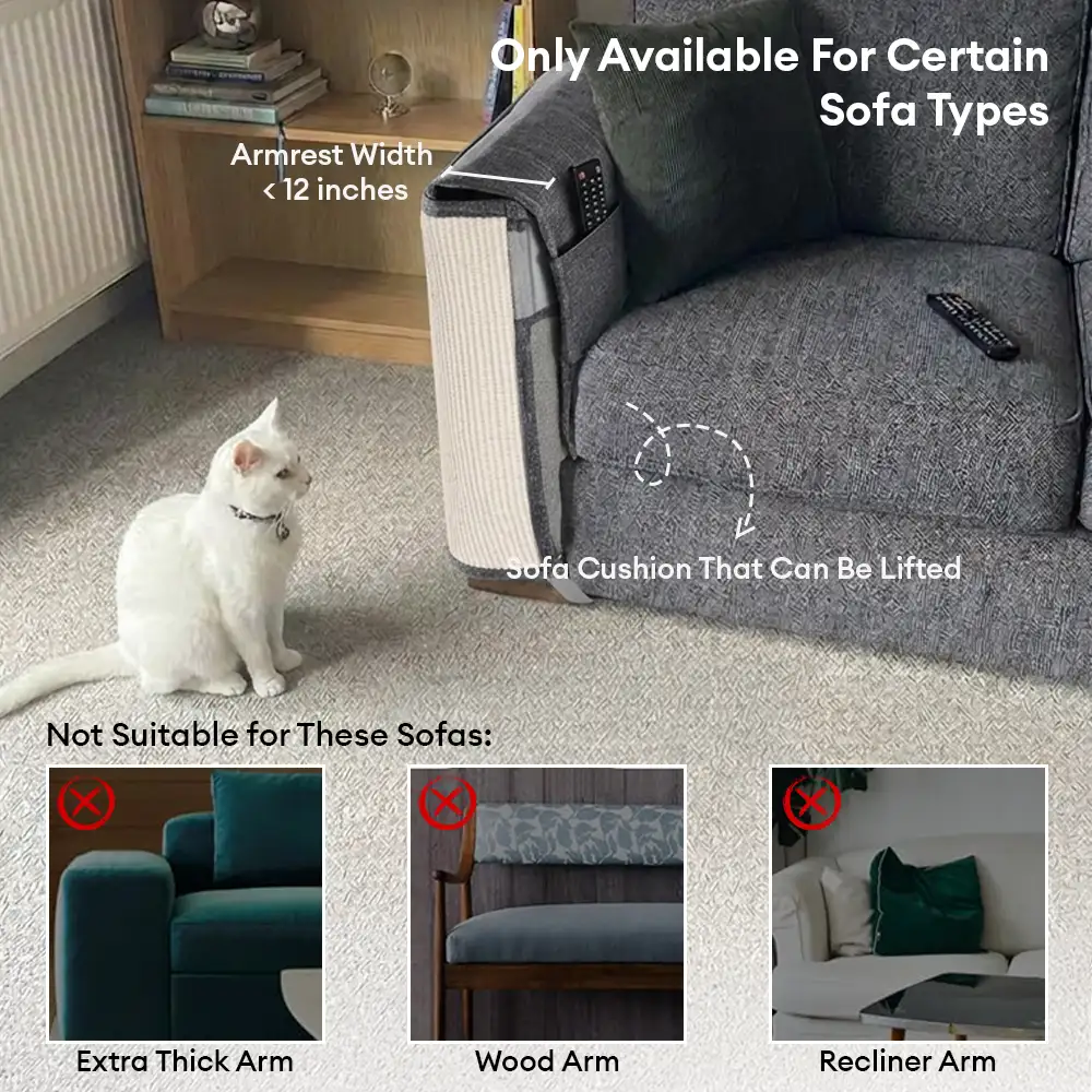 Tapis grattant pour chats entièrement recouvert en faux sisal, protection des accoudoirs de canapé pour chats. - Image 6