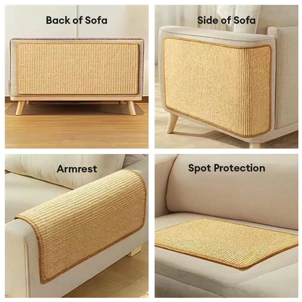 Tapis grattoir pour chat en faux sisal, protection de canapé avec bande Velcro - Image 4