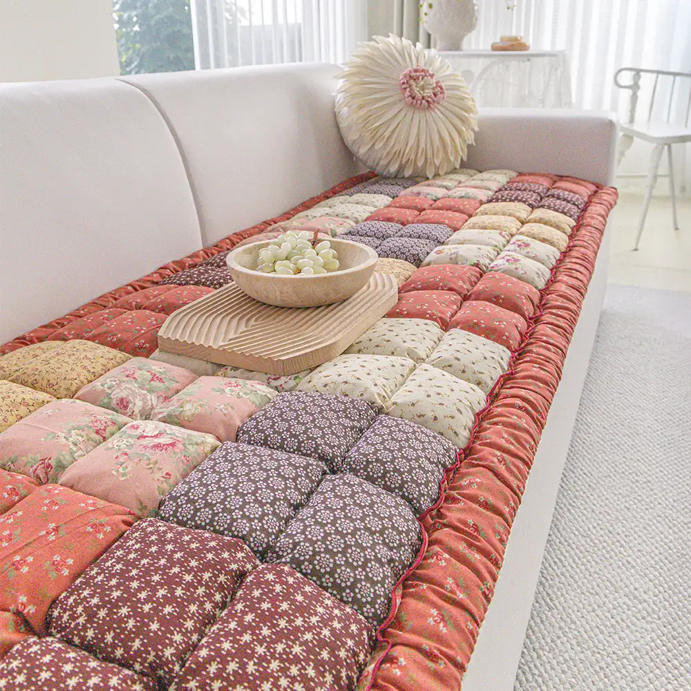 Tapis pour animaux de compagnie en peluche doux, floral vintage fait main, housse de canapé antidérapante