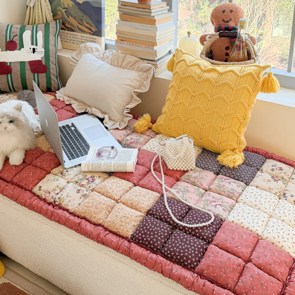 Tapis pour animaux de compagnie en peluche doux, floral vintage fait main, housse de canapé antidérapante - Image 11