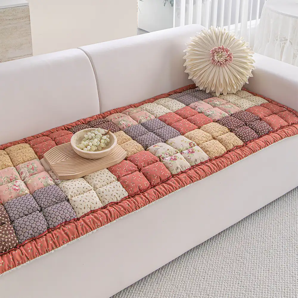 Tapis pour animaux de compagnie en peluche doux, floral vintage fait main, housse de canapé antidérapante - Image 12