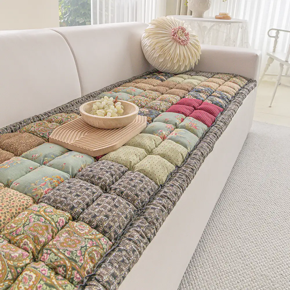 Tapis pour animaux de compagnie en peluche doux, floral vintage fait main, housse de canapé antidérapante - Image 2