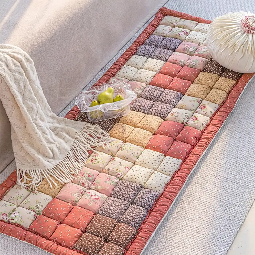 Tapis pour animaux de compagnie en peluche doux, floral vintage fait main, housse de canapé antidérapante - Image 8