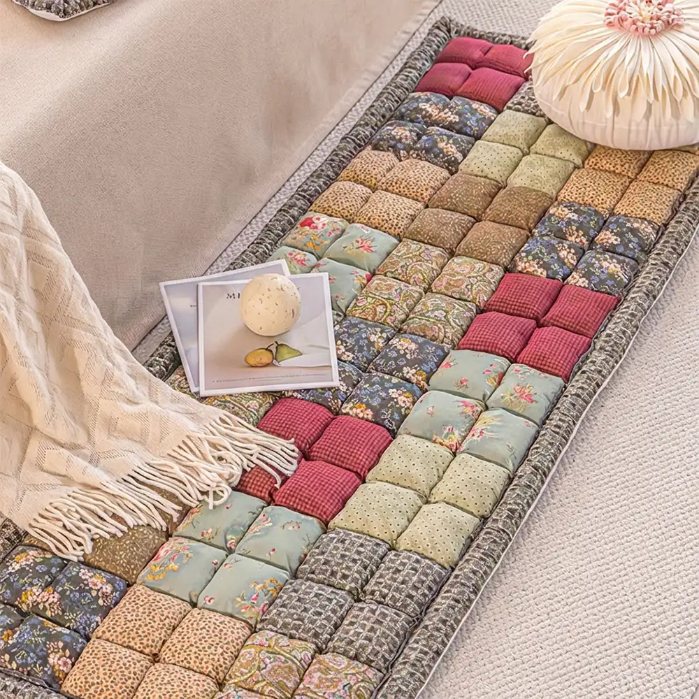 Tapis pour animaux de compagnie en peluche doux, floral vintage fait main, housse de canapé antidérapante - Image 9