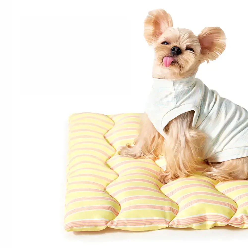 Tapis pour animaux en tissu doux, respirant, à rayures bicolores et réversible - Image 7