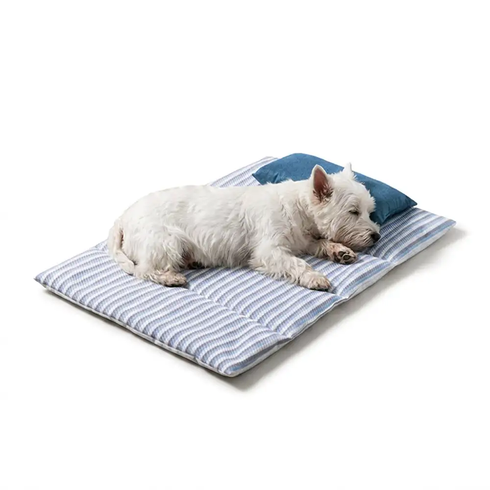 Tapis pour chien rafraîchissant en soie de glace rayée, antidérapant, avec coussin. - Image 9
