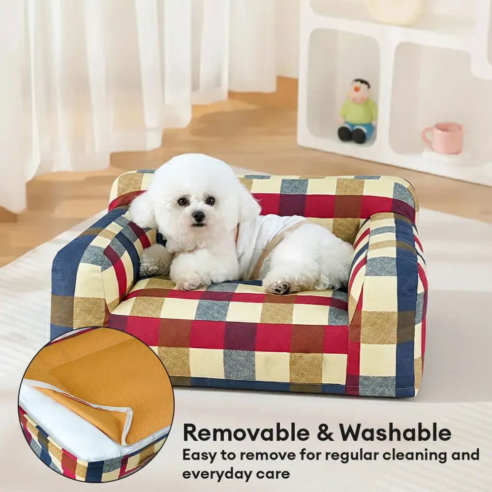 Tissu en toile de coton respirant et résistant aux rayures pour panier pour chien. - Image 4