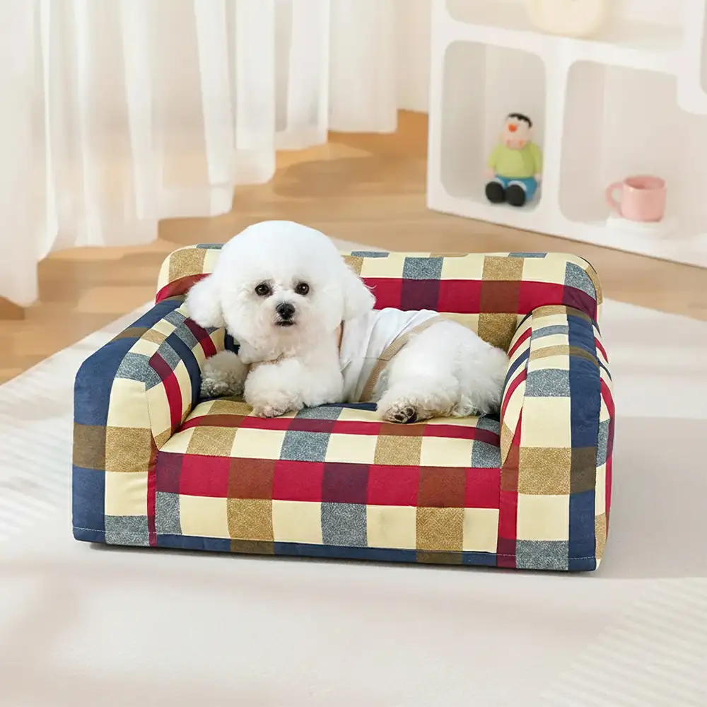 Tissu en toile de coton respirant et résistant aux rayures pour panier pour chien. - Image 7