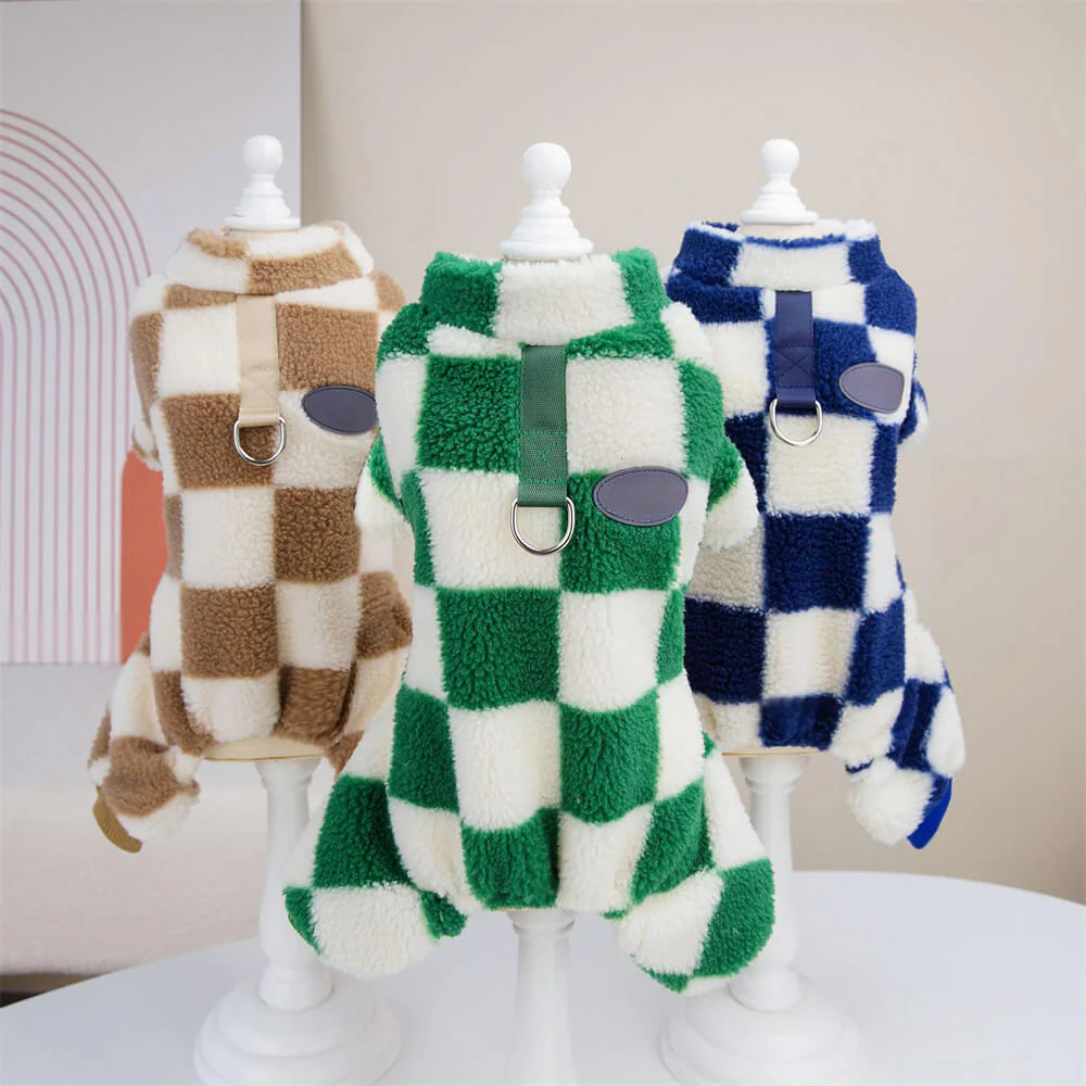 Veste en polaire à carreaux pour chien – Style audacieux et chaleur pour les promenades d'hiver - Image 11