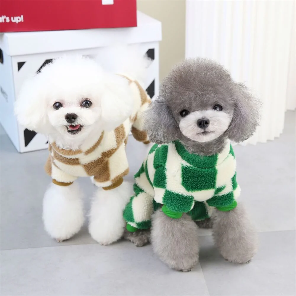 Veste en polaire à carreaux pour chien – Style audacieux et chaleur pour les promenades d'hiver - Image 12