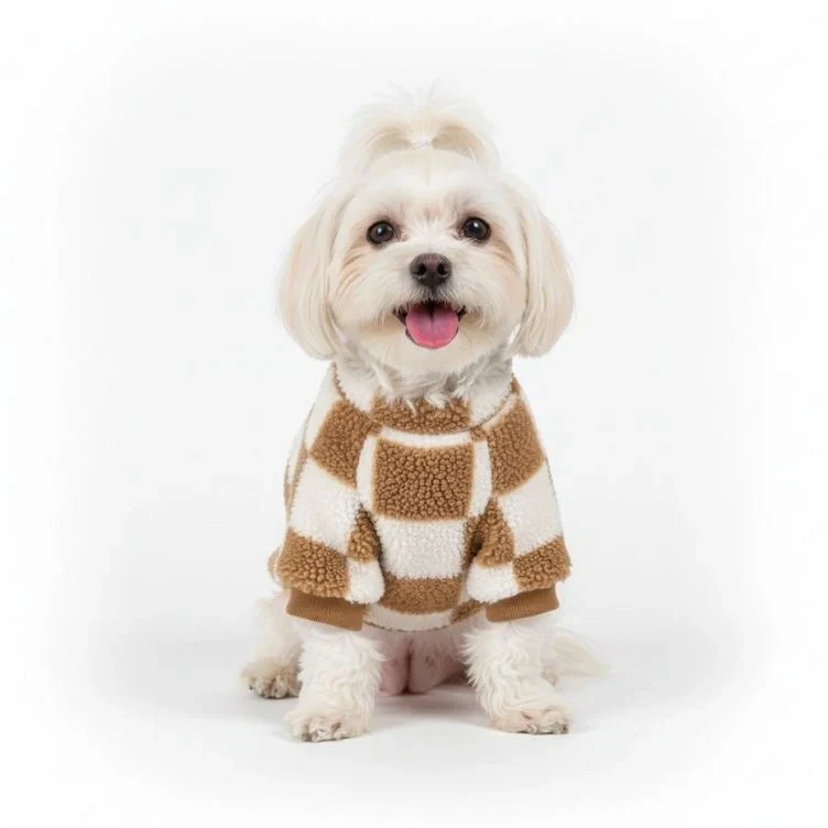Veste en polaire à carreaux pour chien – Style audacieux et chaleur pour les promenades d'hiver - Image 2