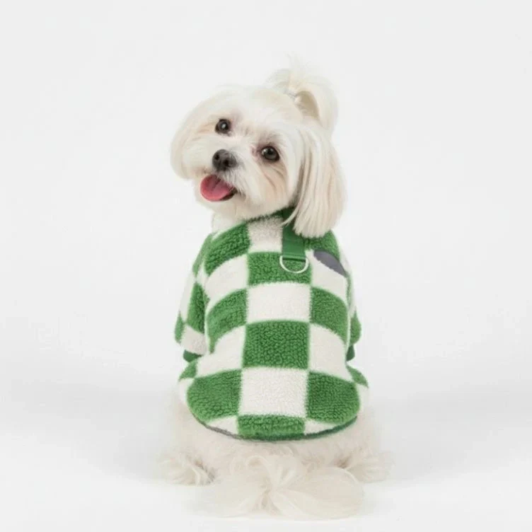 Veste en polaire à carreaux pour chien – Style audacieux et chaleur pour les promenades d'hiver - Image 3