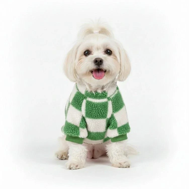 Veste en polaire à carreaux pour chien – Style audacieux et chaleur pour les promenades d'hiver - Image 4