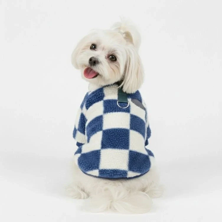 Veste en polaire à carreaux pour chien – Style audacieux et chaleur pour les promenades d'hiver - Image 5