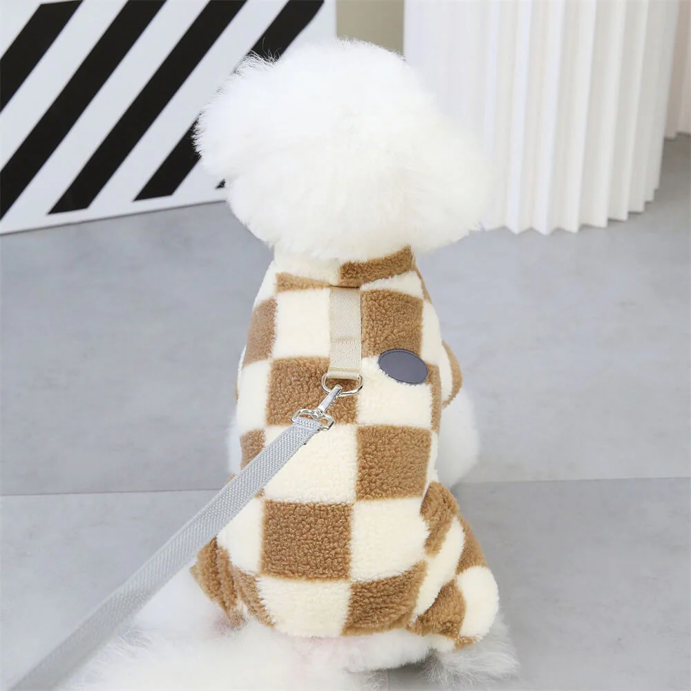 Veste en polaire à carreaux pour chien – Style audacieux et chaleur pour les promenades d'hiver - Image 7