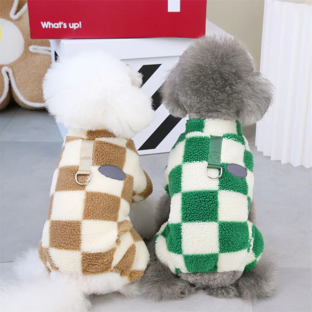 Veste en polaire à carreaux pour chien – Style audacieux et chaleur pour les promenades d'hiver - Image 9