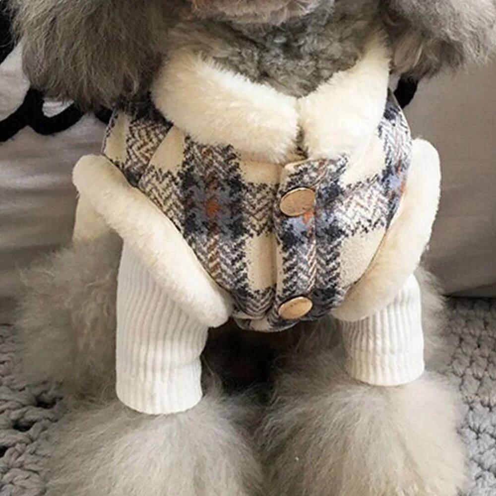 Veste polaire à carreaux pour chien - Une veste d'hiver chaude et élégante - Image 4