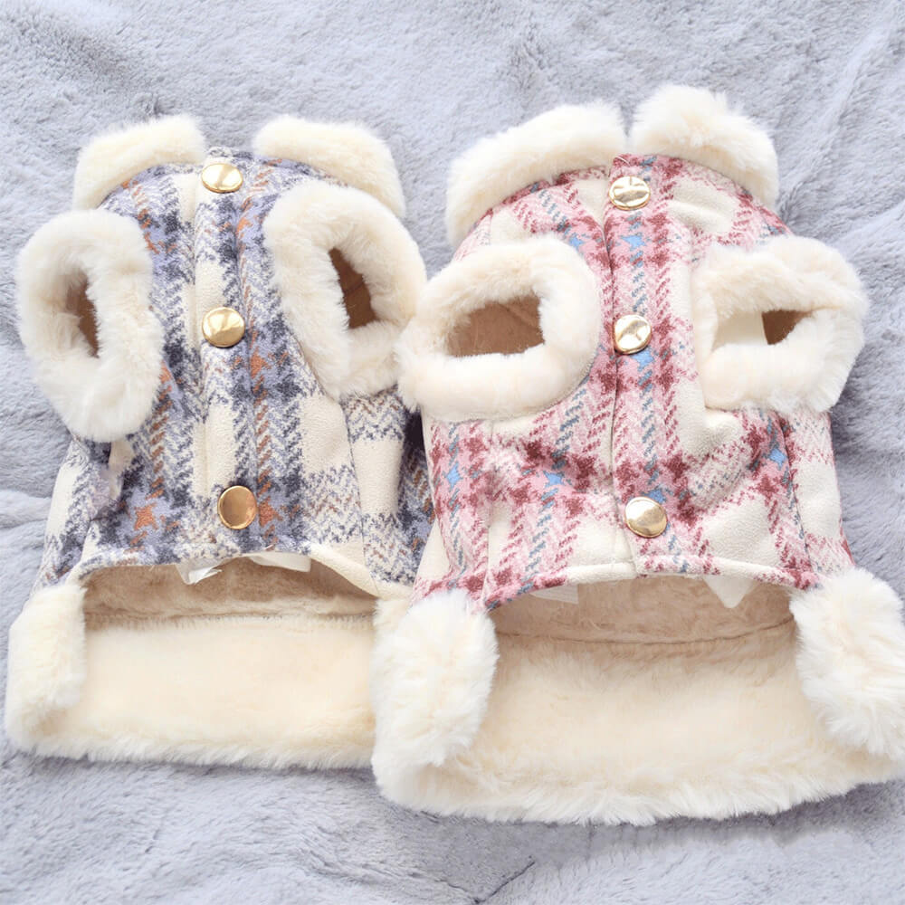 Veste polaire à carreaux pour chien - Une veste d'hiver chaude et élégante - Image 8