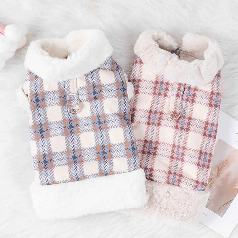 Veste polaire à carreaux pour chien - Une veste d'hiver chaude et élégante - Image 9